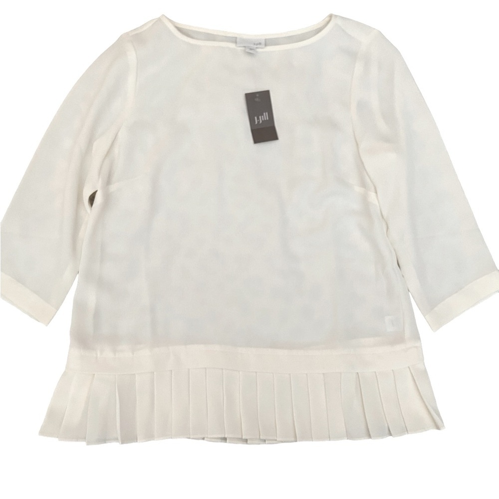 NWT J JILL CREAM BLOUSE WITH PLEATED DETAIL SIZE XS